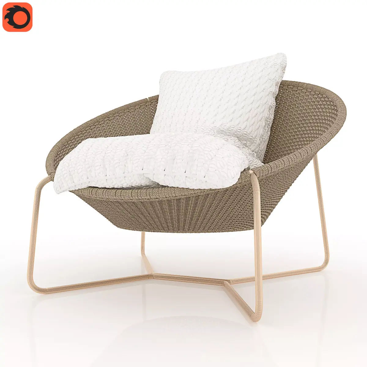 Lounge chair cushions for outdoor 3D model