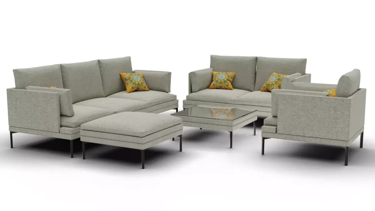 Modern Couch Set - Couch Armchair Two-Seater Ottoman 3D model