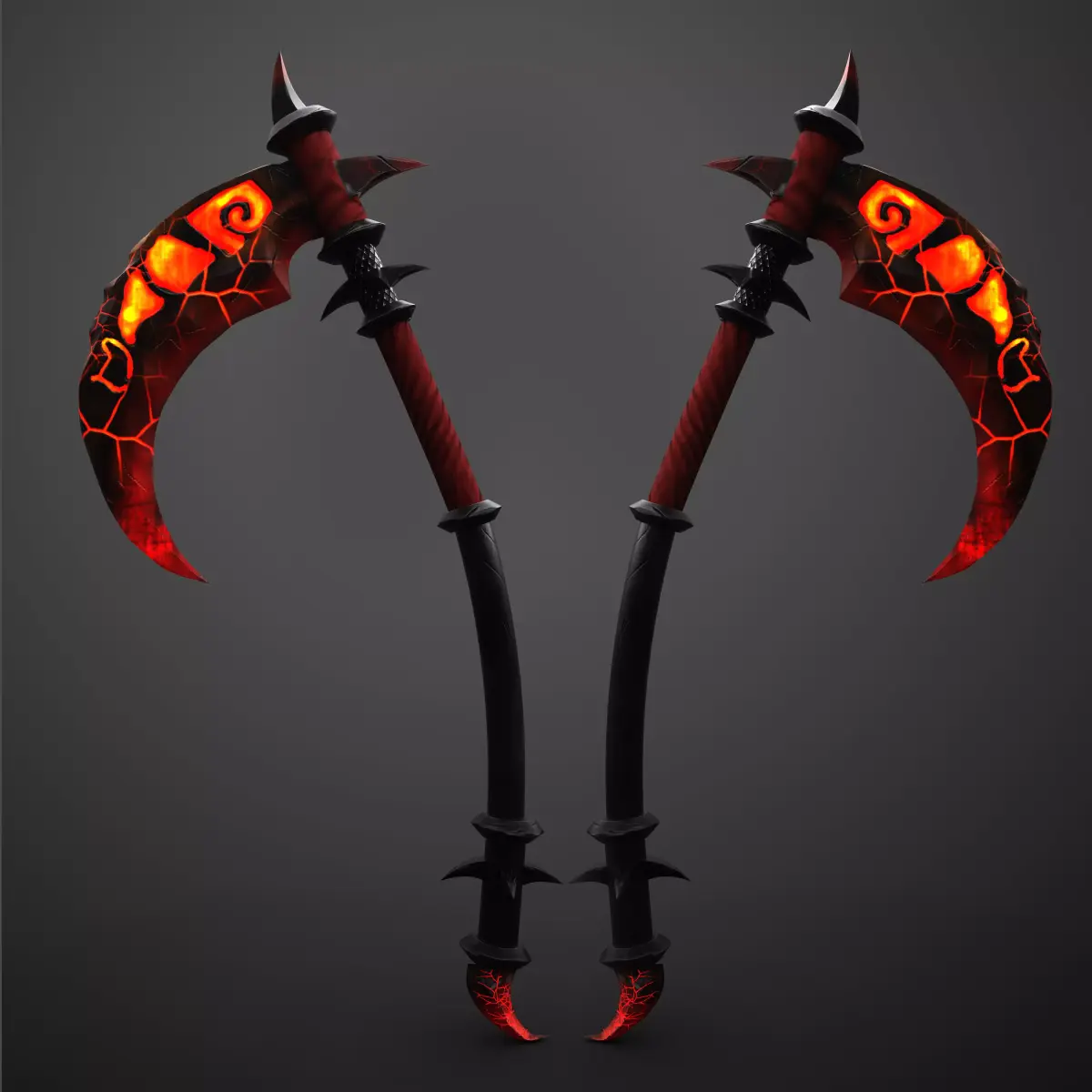 Fire scythe weapon Low-poly 3D model