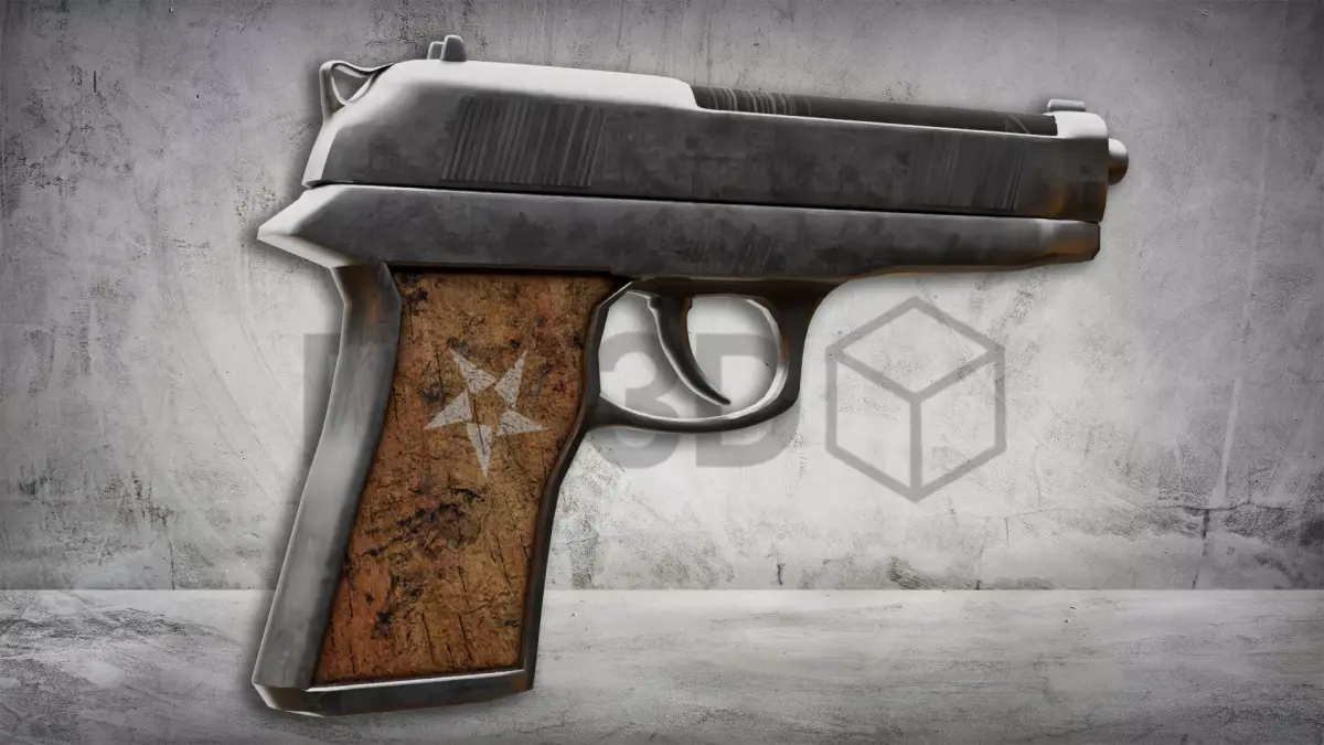 Stylized Vintage Handgun  Game Ready Pistol 3D Model Low-poly 3D model
