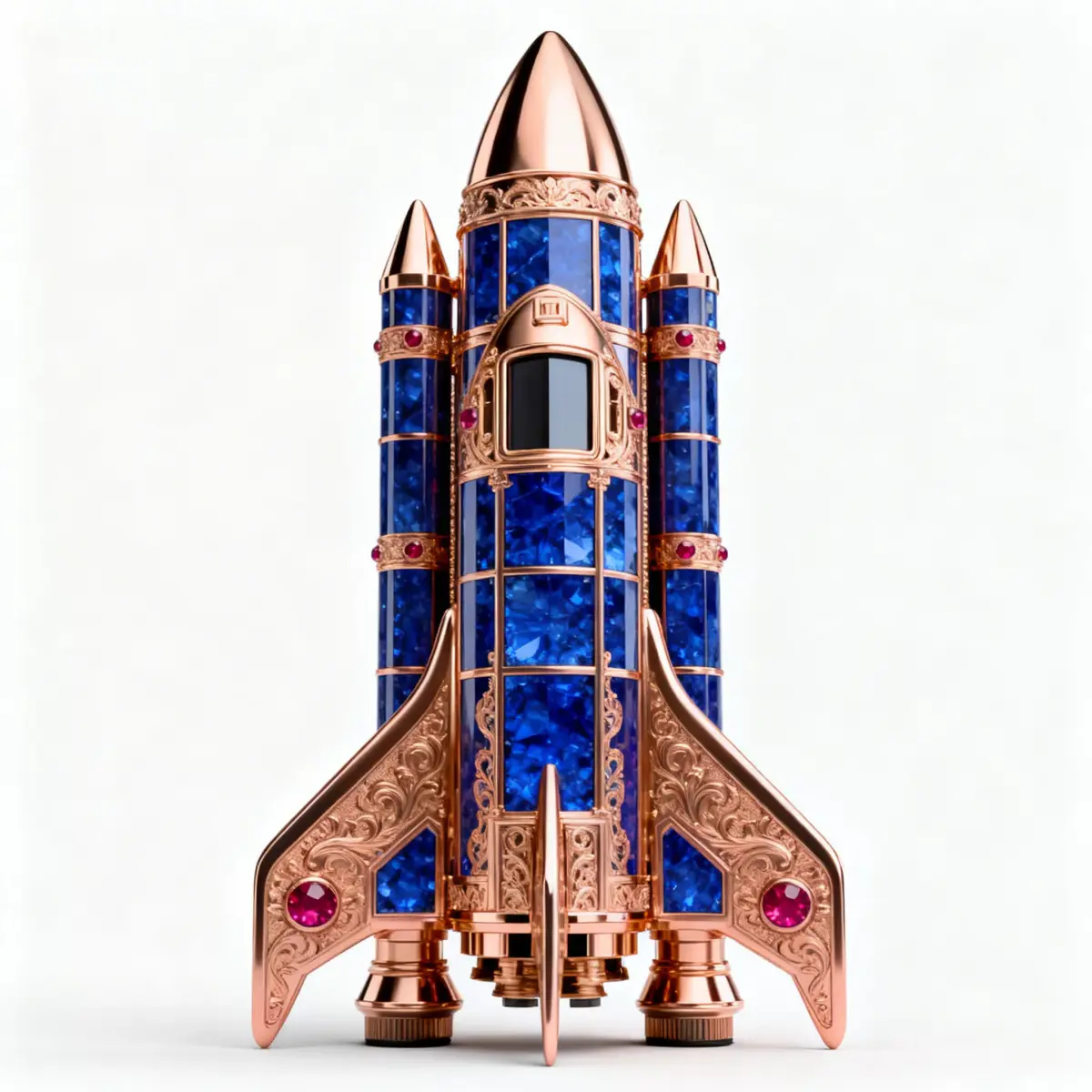 Stylized Sapphire and Rose Gold Rocket 3D Model Low-poly 3D model