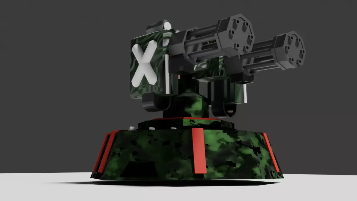 Game Ready Military Auto Turret FBX Textures Animation Low-poly 3D model