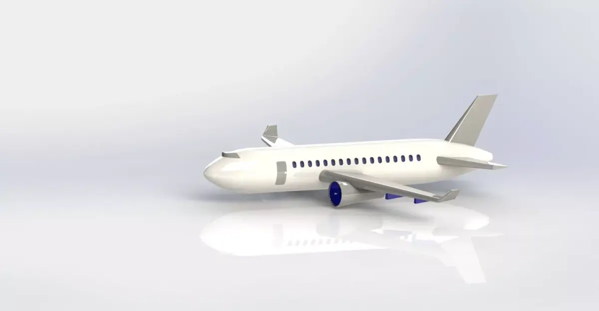 ModernPassengerAirplaneCAD3DPrint Low-poly 3D model