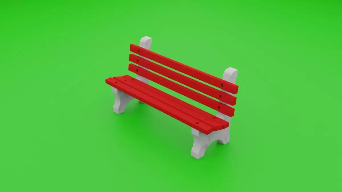 Cement park bench 3D model