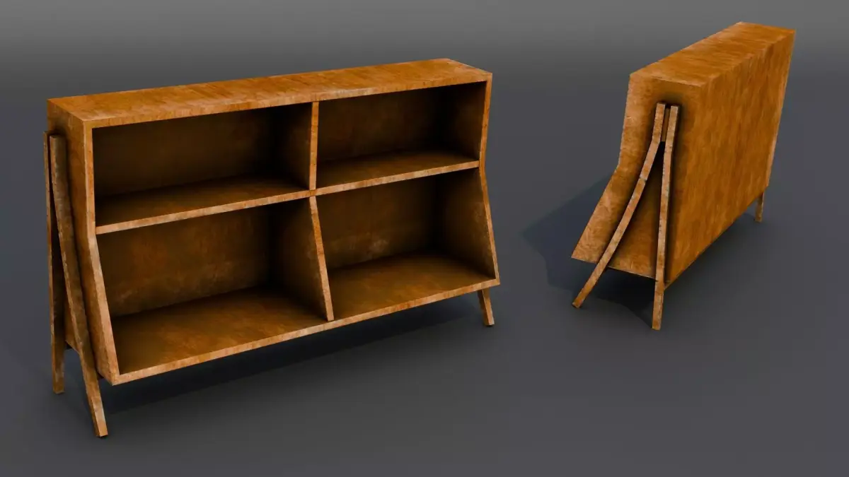 1960s-Inspired Vintage Bookshelf Free low-poly 3D model