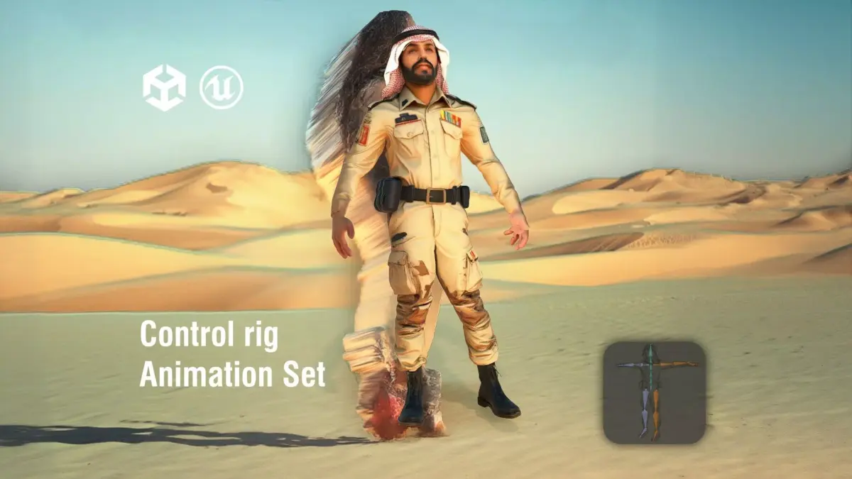 Omani Captain in Desert Camouflage Low-poly 3D model