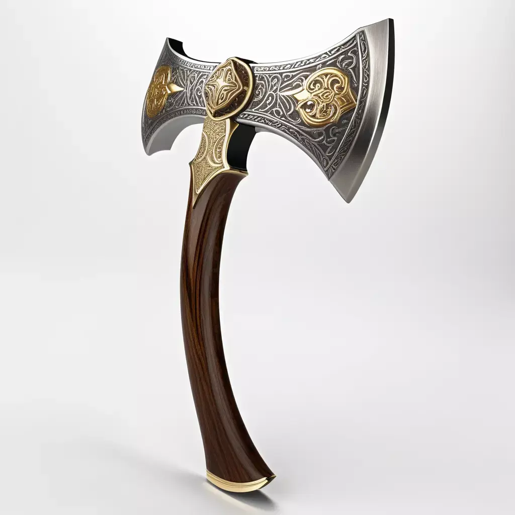 Exquisite Fantasy Double Axe Weapon 3D model
