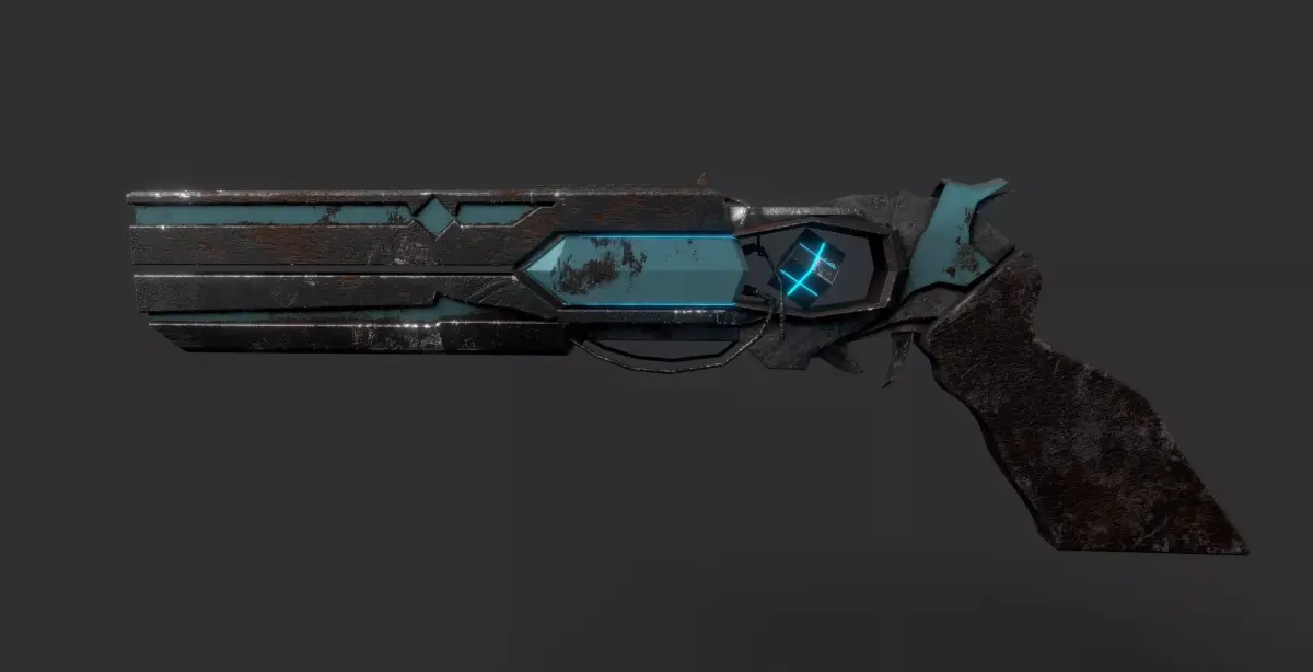 Cyberpunk Revolver - Sci-Fi Railgun Low-poly 3D model
