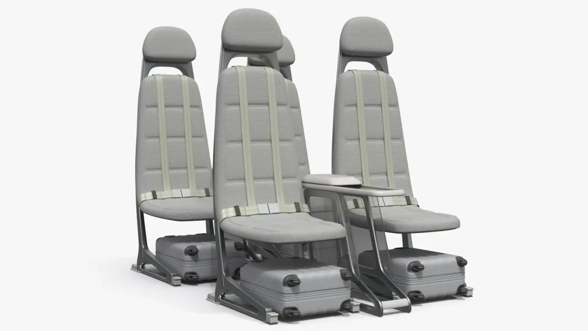 Modular Aircraft Seats with Minimal Frame Grey 3D model