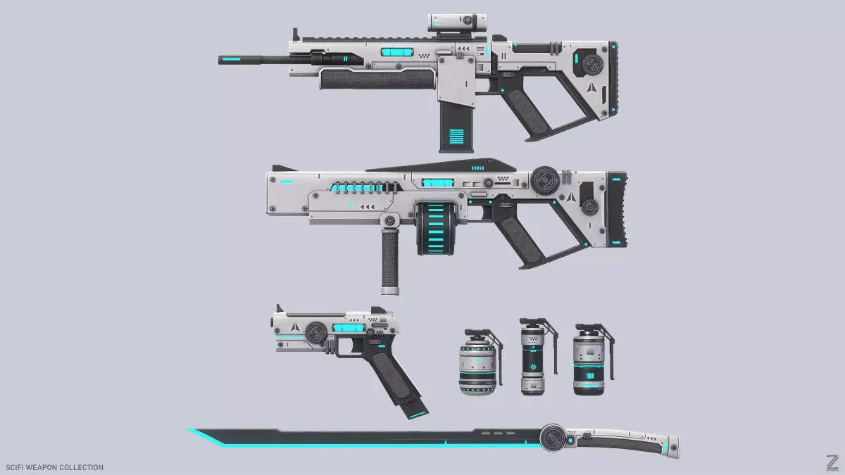 Scifi weapon collection 3D Model Pack