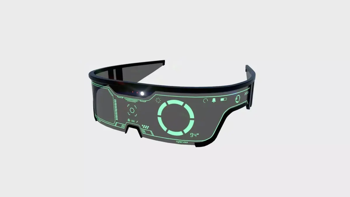 SciFi Glasses Visor 02 Black Green - Character Design Fashion Low-poly 3D model