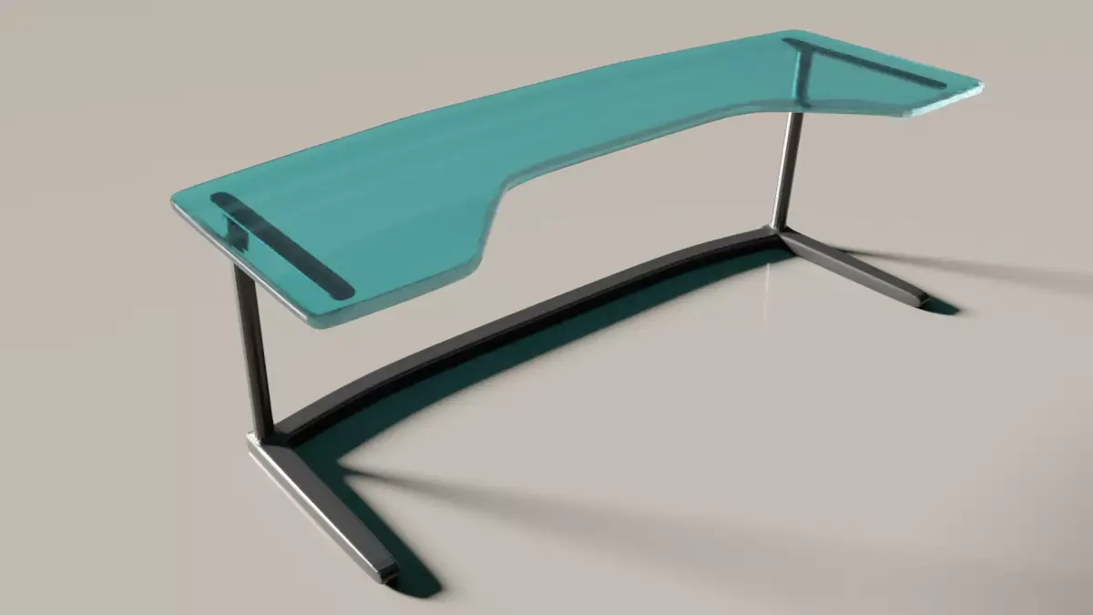 Glass Computer Desk Free low-poly 3D model