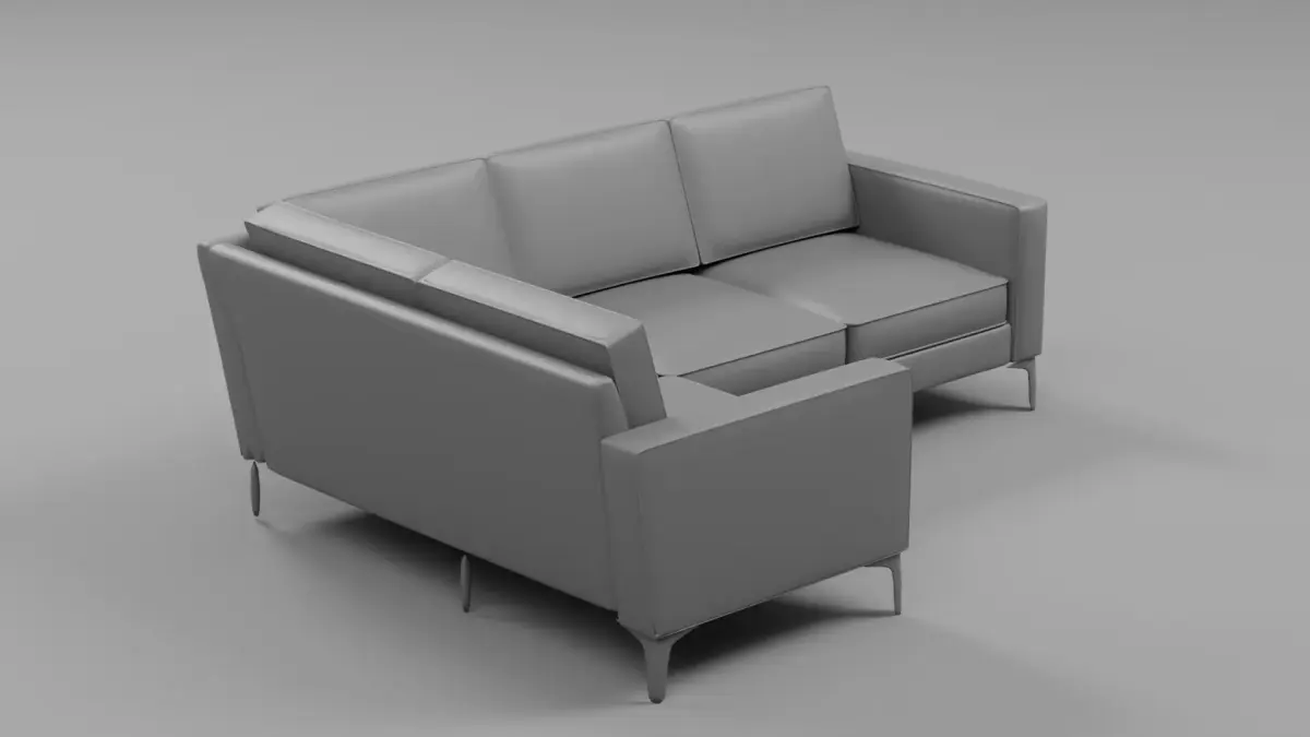Modern L-Shaped Velvet Sectional Sofa - Sample File 3D model