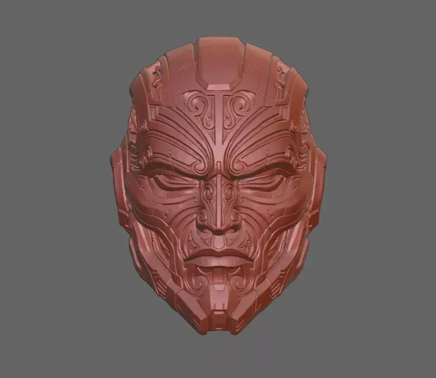 Cybernetic Maori Warrior Head Bust Sci Fi Hard Surface  3D print model