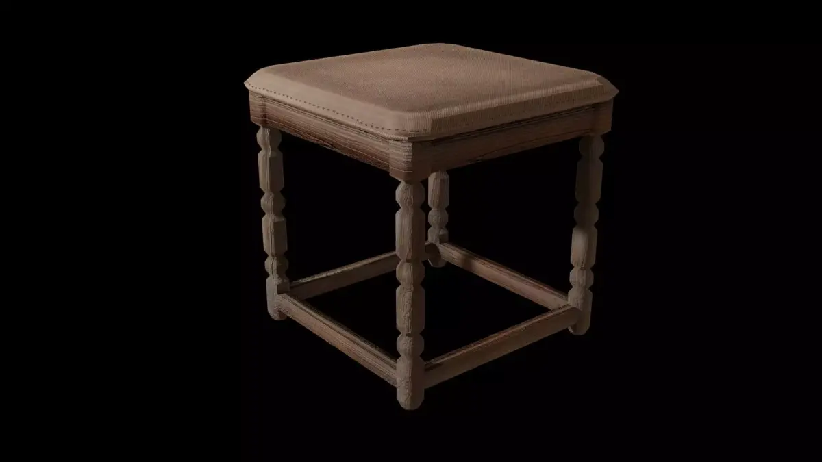 Worn wood chair Free low-poly 3D model