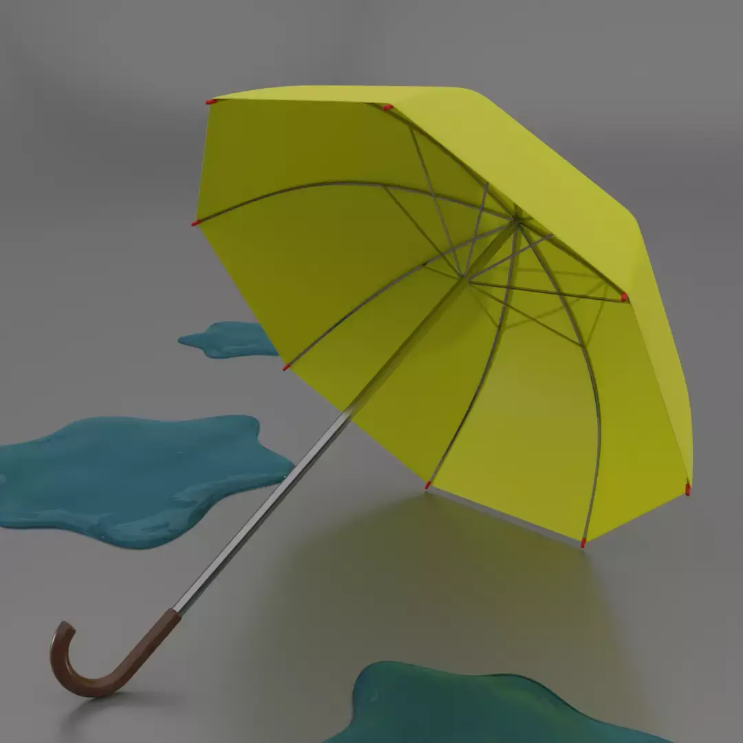 Yellow Umbrella Low-poly 3D model