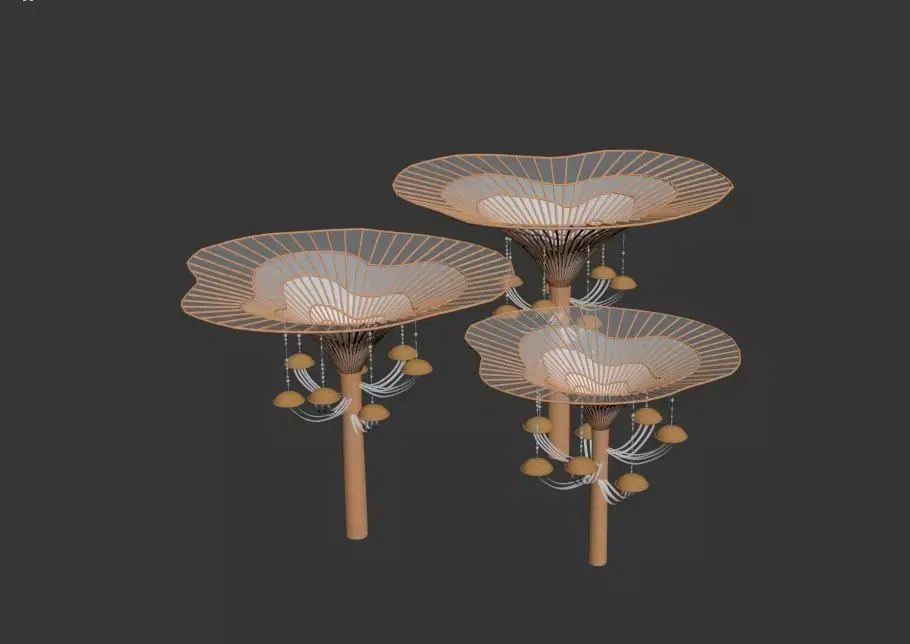 Pavillon shade jellyfish Low-poly 3D model Low-poly 3D model