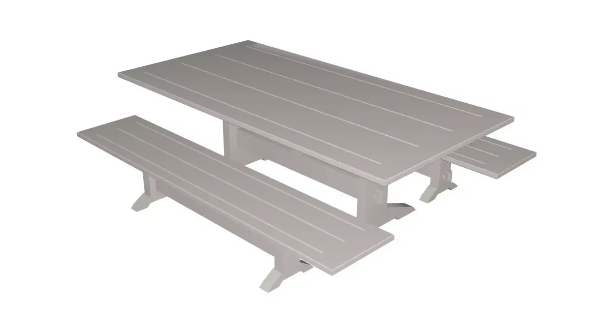Table and benches 3D model