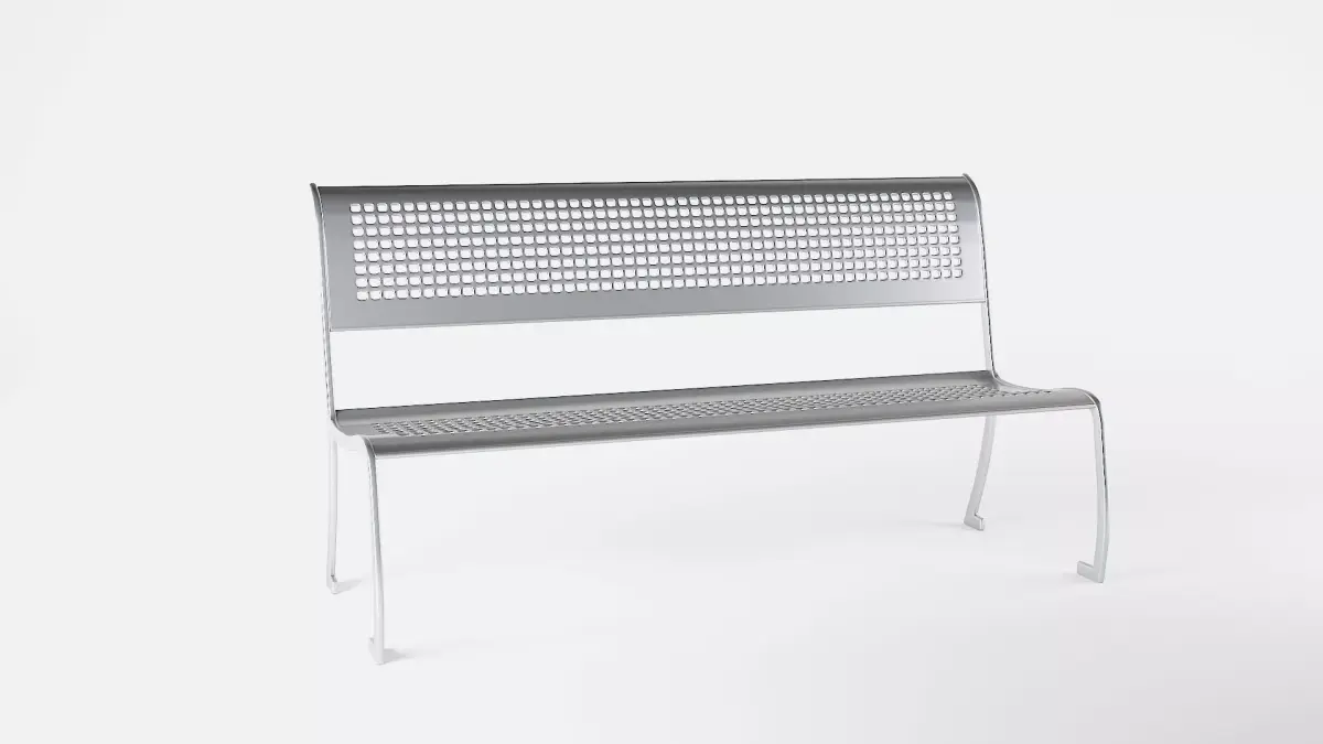 Bench made of perforated metal 3D model