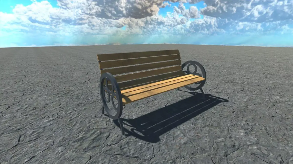 Bench - 2 wooden in desert Free low-poly 3D model