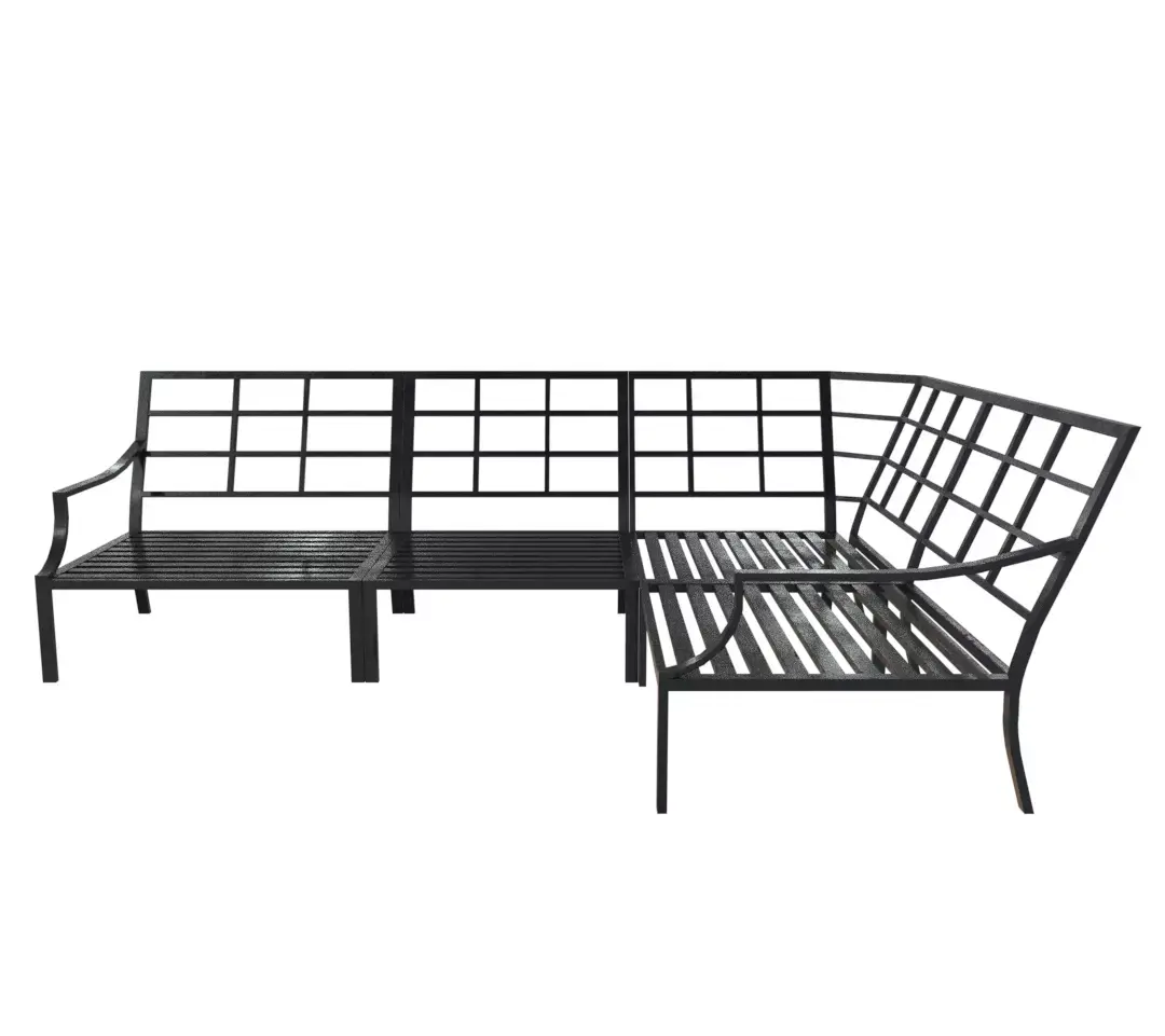 Bench10 wrought iron sectional sofa Low-poly 3D model