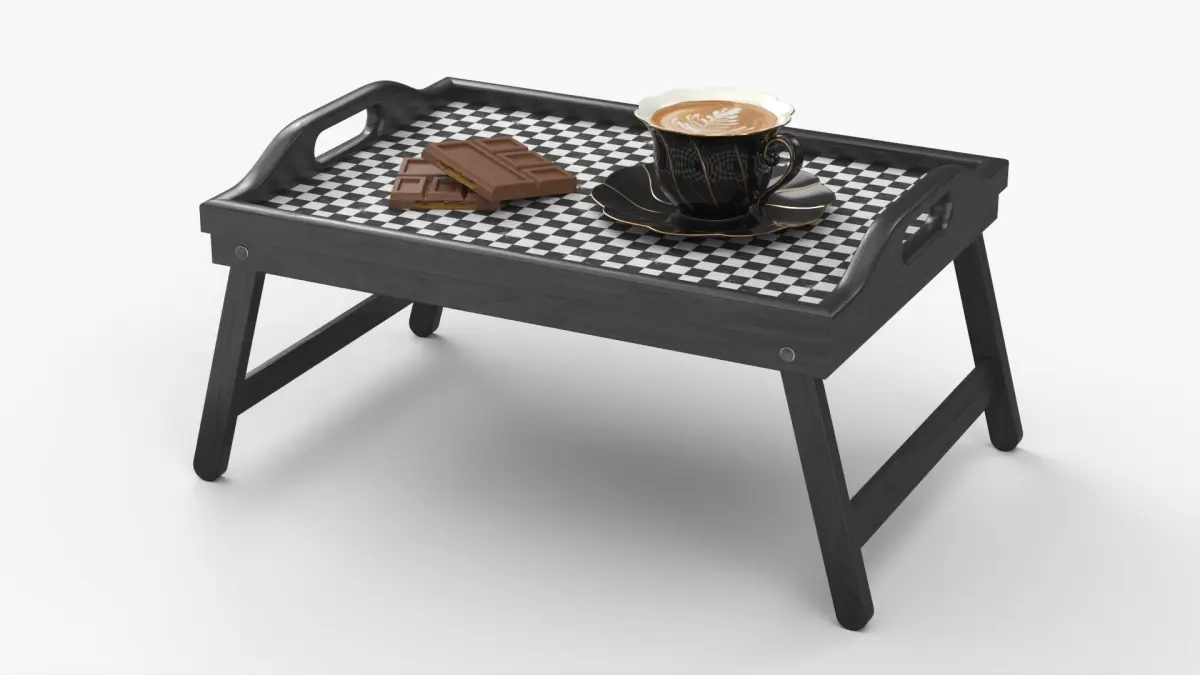 Folding Bed Tray Table with Coffee and Chocolate 3D model