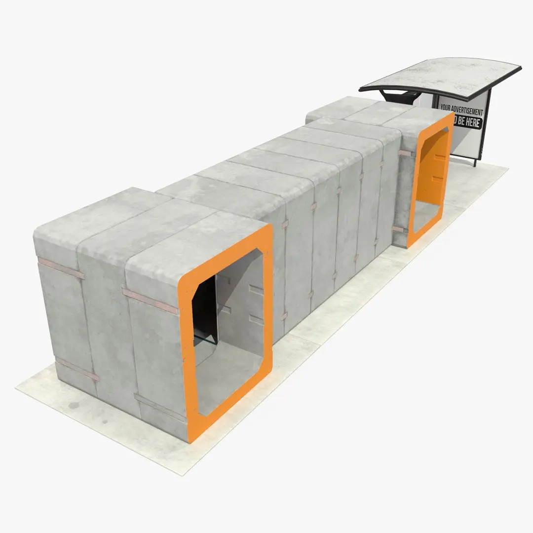 Bus Stop Bomb Shelter Module 3D model