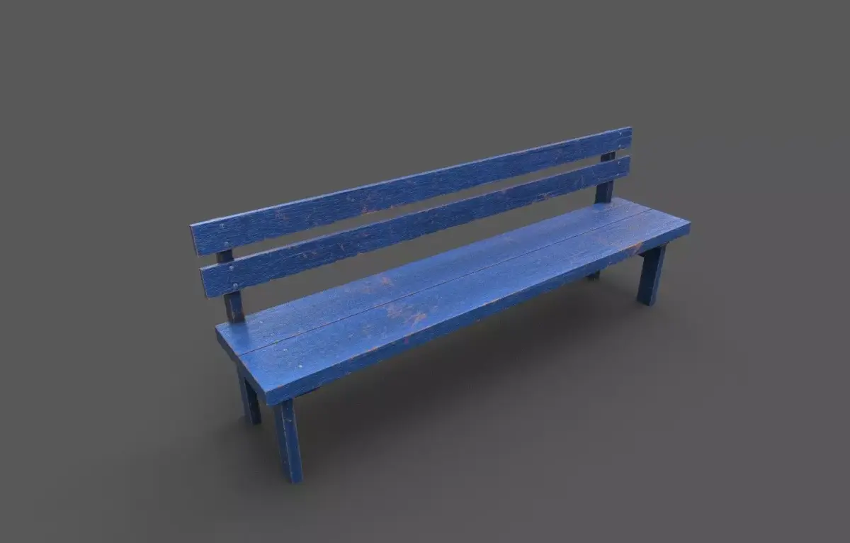 Old Wood Bench Low-poly 3D model order