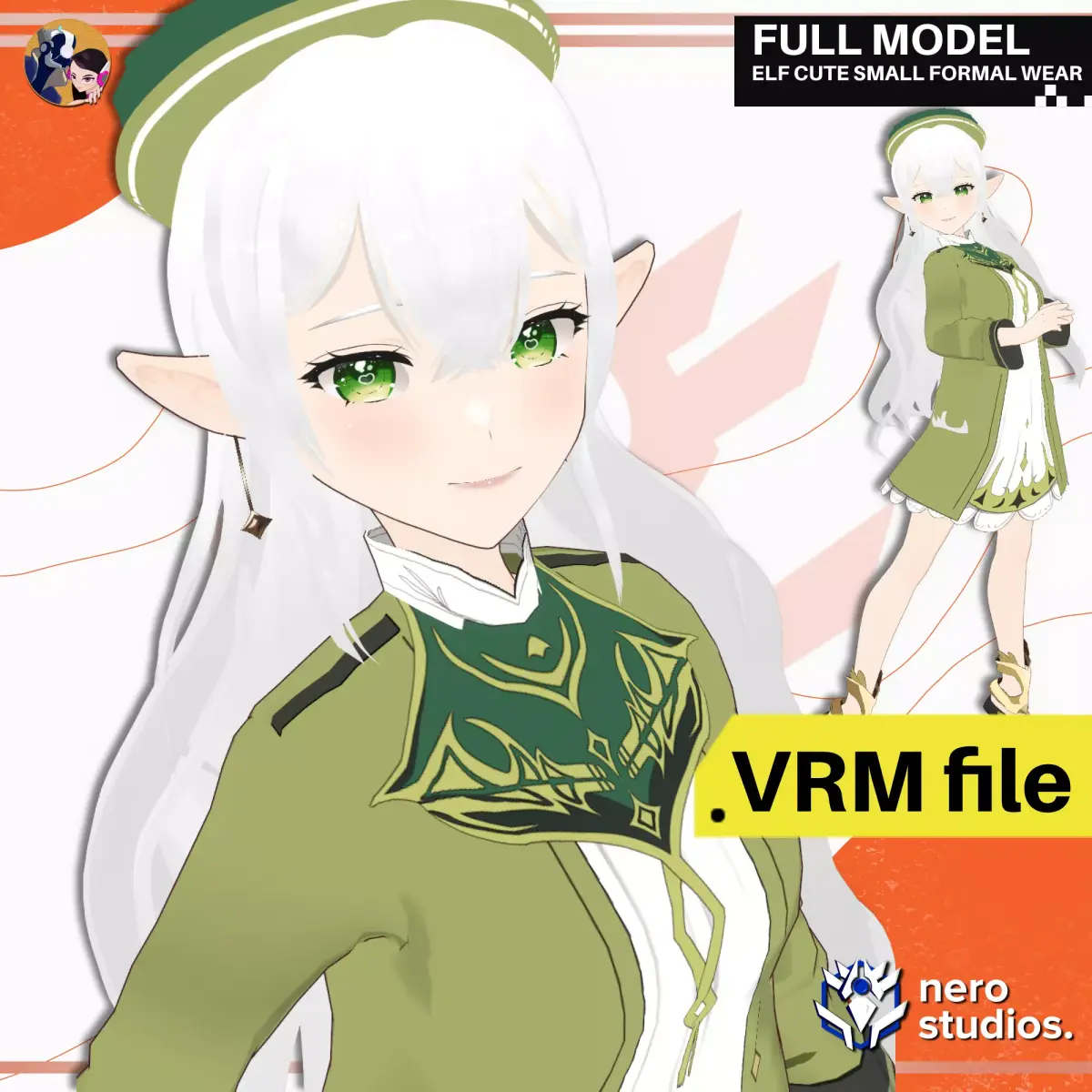 VRM ELF CUTE SMALL FORMAL WEAR ELEGANT DRESS FANTASY SCIFI 3D model