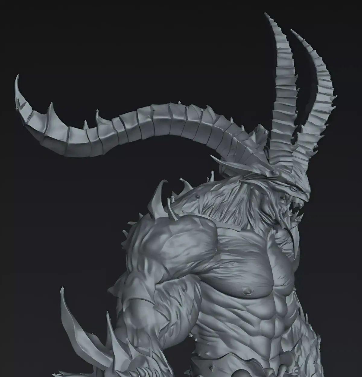 Demon lord of Skulls Horned Demon Warrior 3D print model