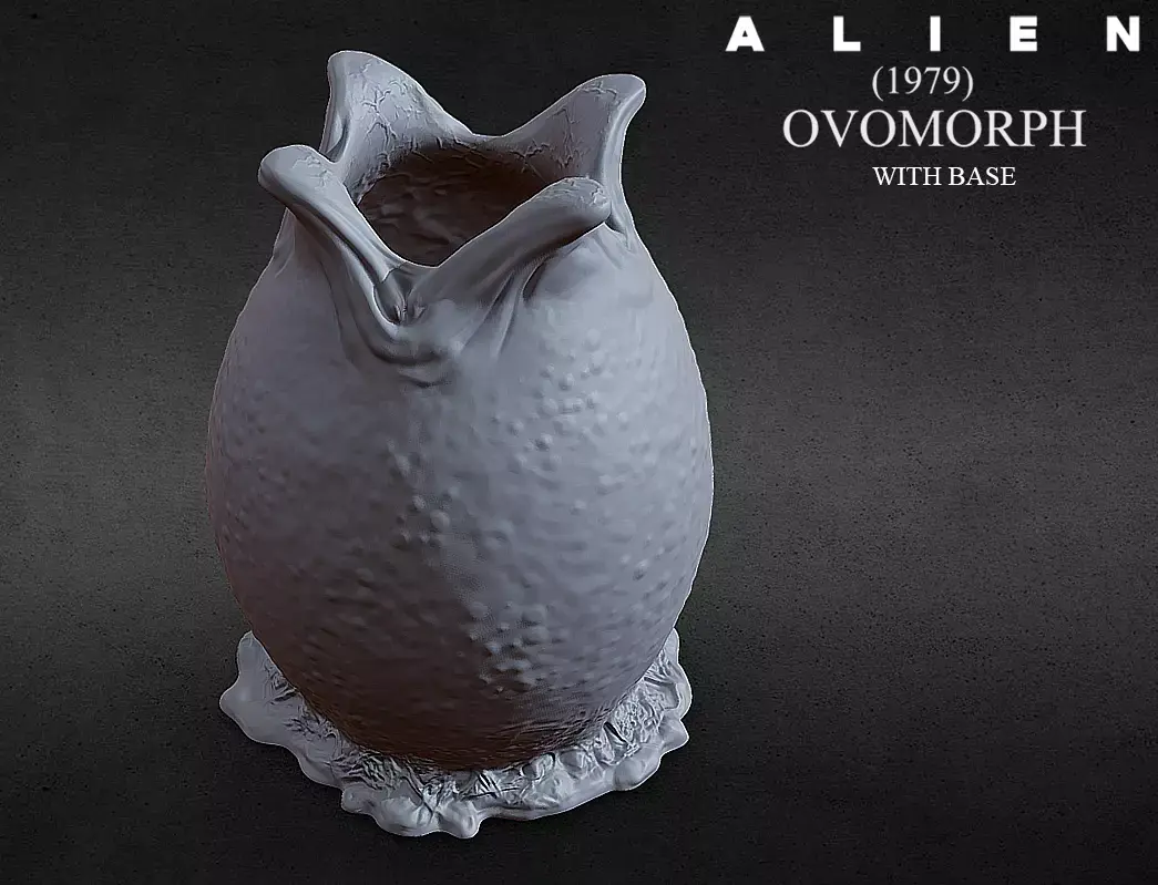 3D PRINTABLE OPEN ALIEN EGG OVOMORPH WITH BASE 3D print model