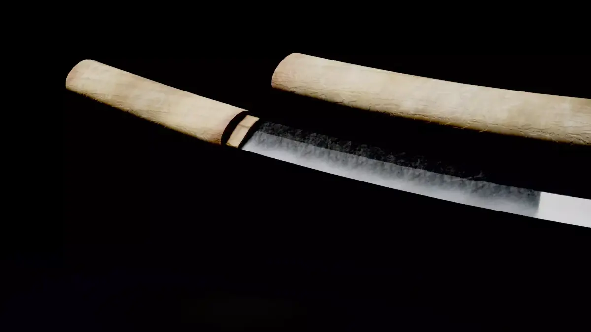 Shirasaya Japanese Weapon - Clean and Dirty low-poly 3d model Low-poly 3D model