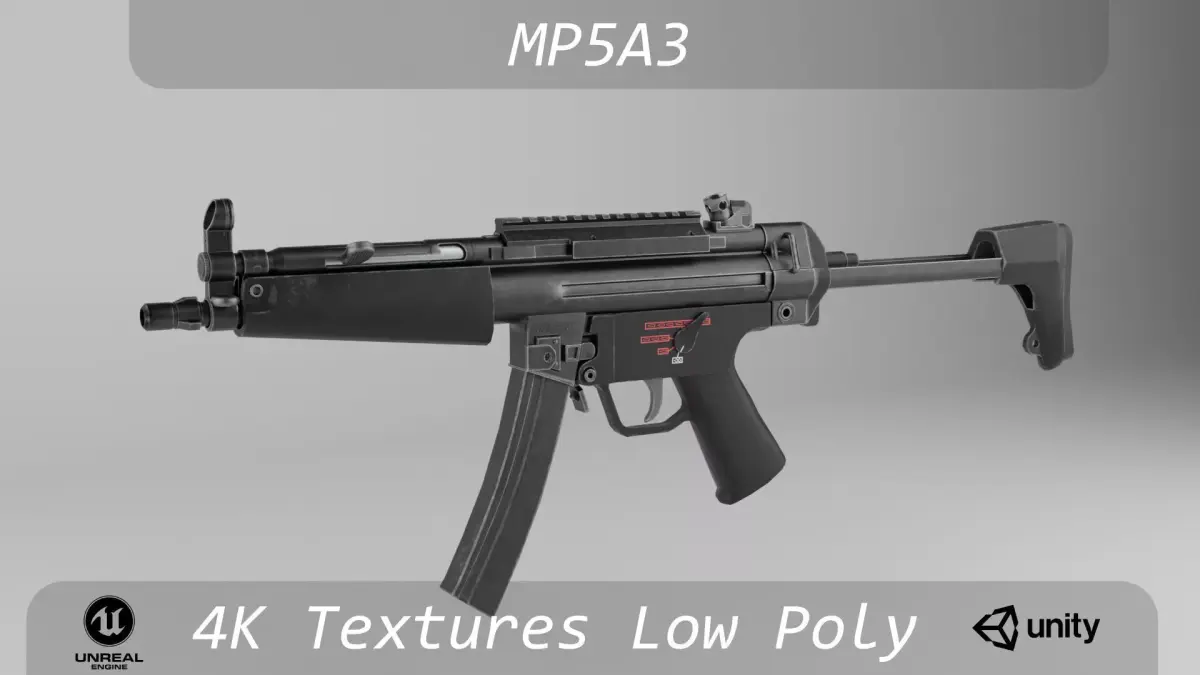 MP5A3 Low Poly Game Ready Rigged Low-poly 3D model