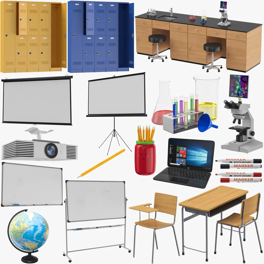 School Items Collection 3D model