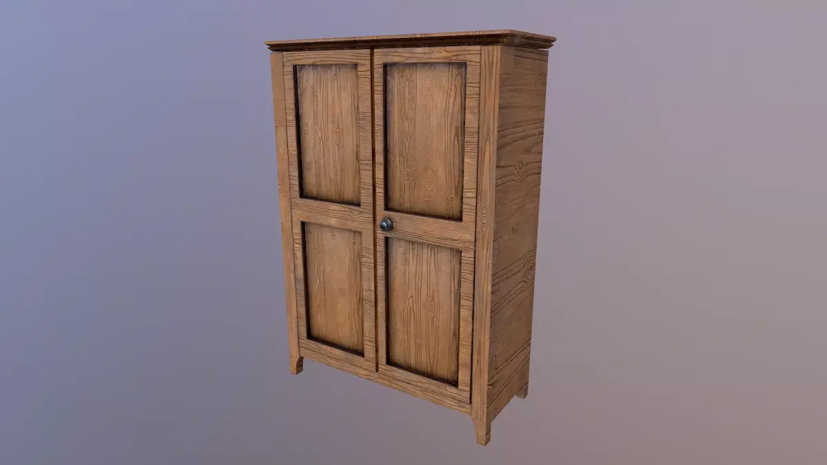 Low Poly Old Wardrobe  Free low-poly 3D model
