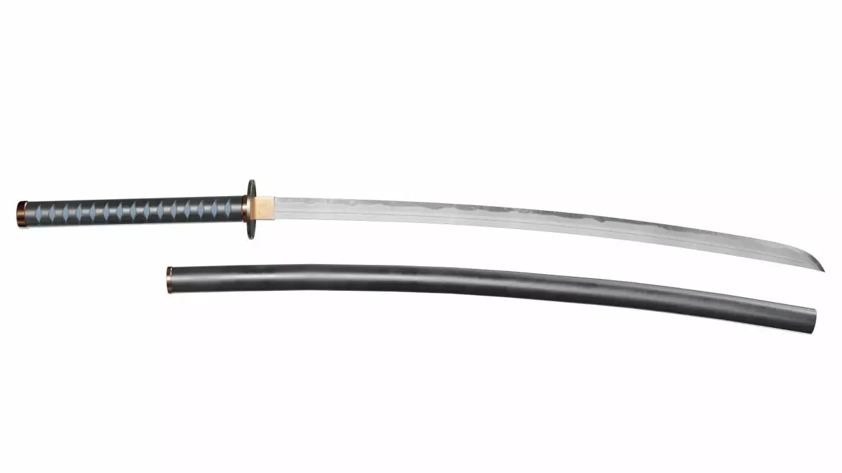 Katana japanese samurai sword Low-poly 3D model