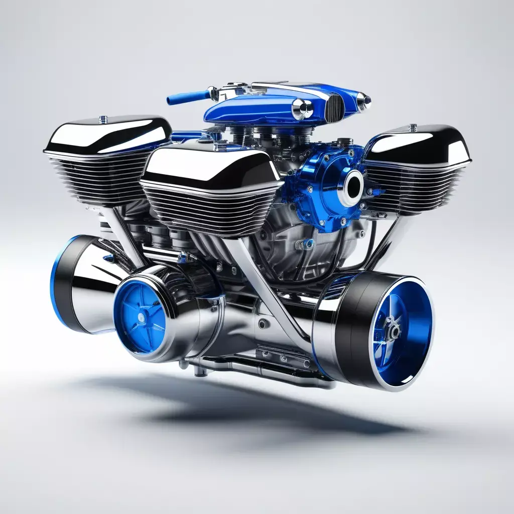 Chrome Hoverbike Engine 3D Model 3D model