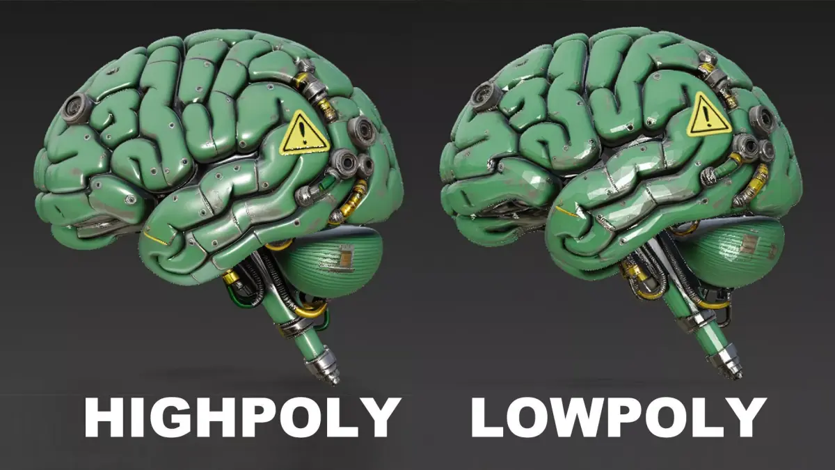 Green Industrial Cyberpunk Brain Model Bundle 3D model