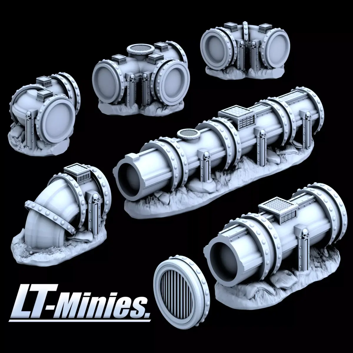 Modular Imperial Pipe Barricade Set 28 32mm 3D print model purchase