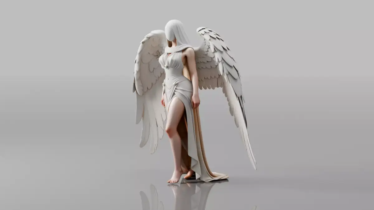 Angelic Female Character LOW AND HIGH POLY BOTH Low-poly 3D model purchase