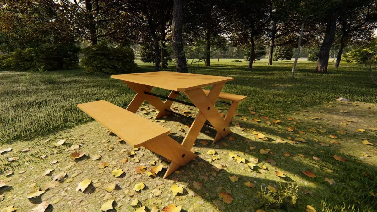 Outdoor Garden Bench Low-poly 3D model purchase