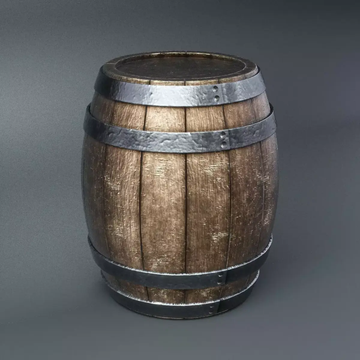 Wooden barrel Low-poly 3D model purchase