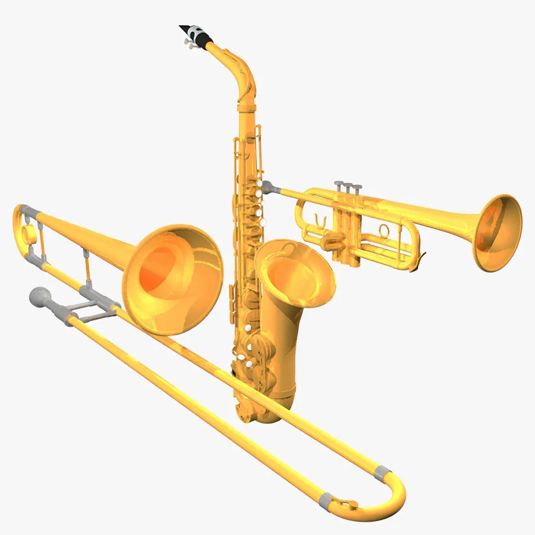 Horn Section Model Pack - Saxophone Trumpet and Trombone 3D model