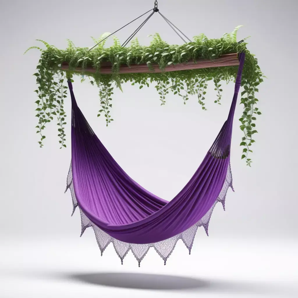 Decorative Hanging Hammock with Plants 3D model