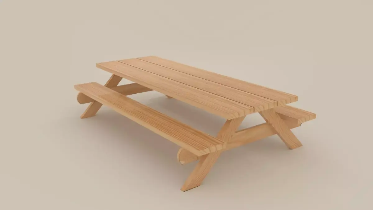 Picnic Bench Lowpoly Low-poly 3D model