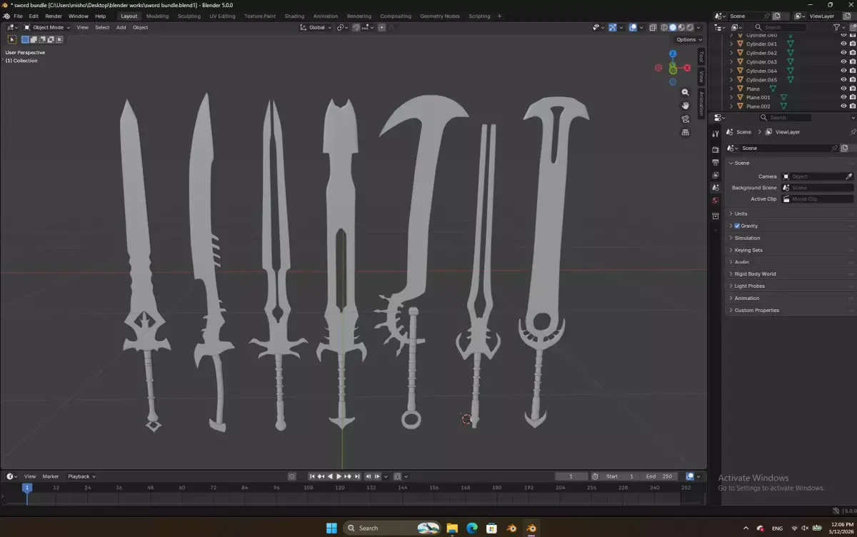 Sword Bundle Stylized RPG Weapon Pack Low-poly 3D model