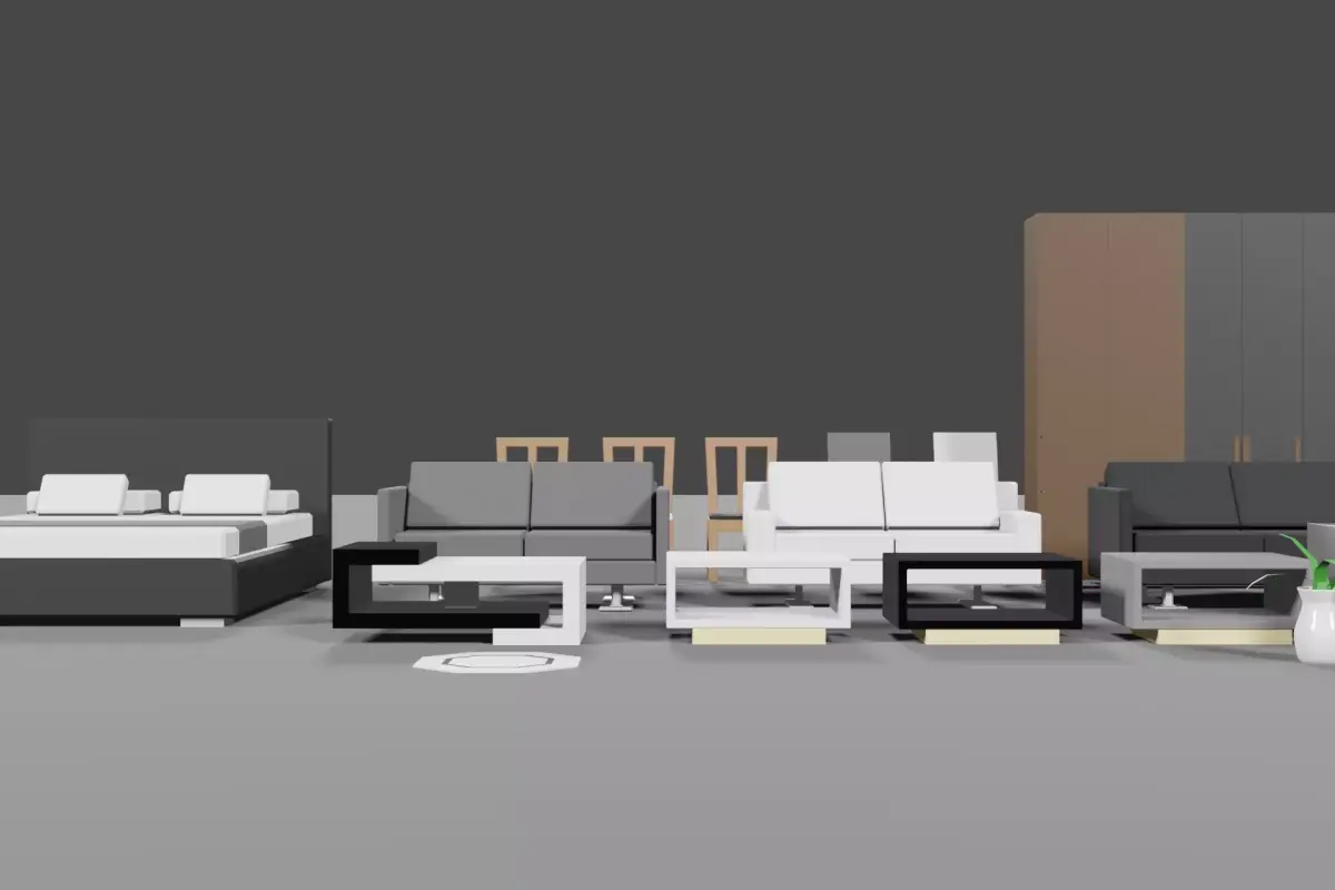Low poly modern furniture Free low-poly 3D model
