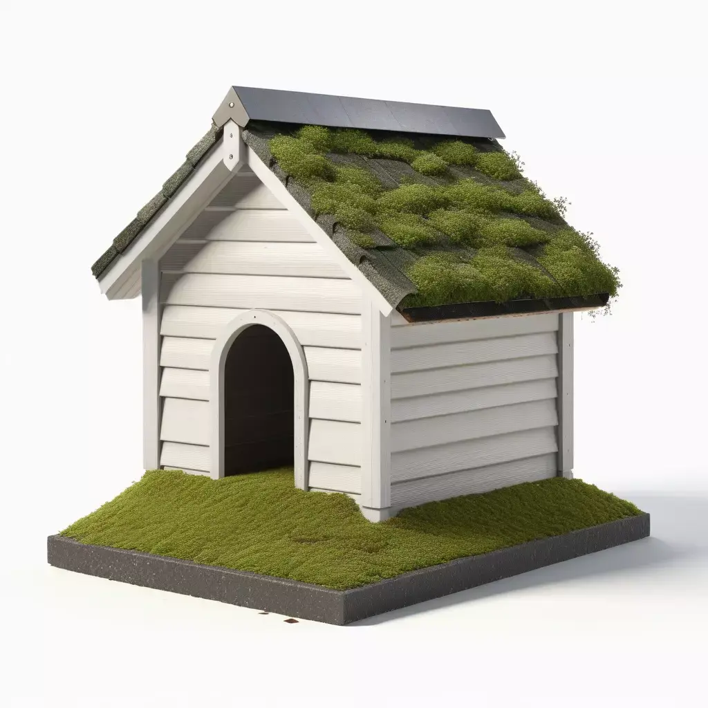 Rustic Dog House with Green Roof 3D model