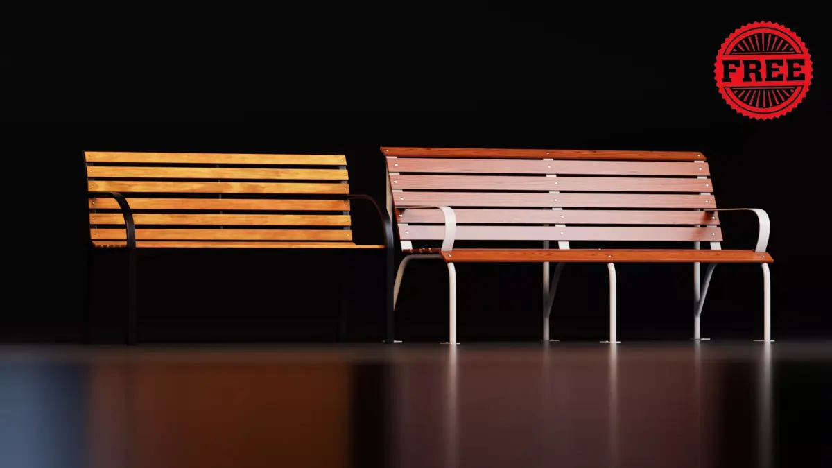 Modern Outdoor Wooden Bench Pack Free low-poly 3D model