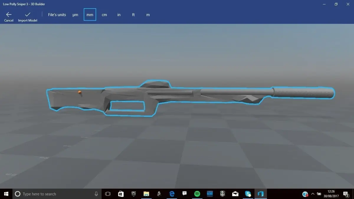 Low Poly Sniper 2 rifle on computer screen Low-poly 3D model